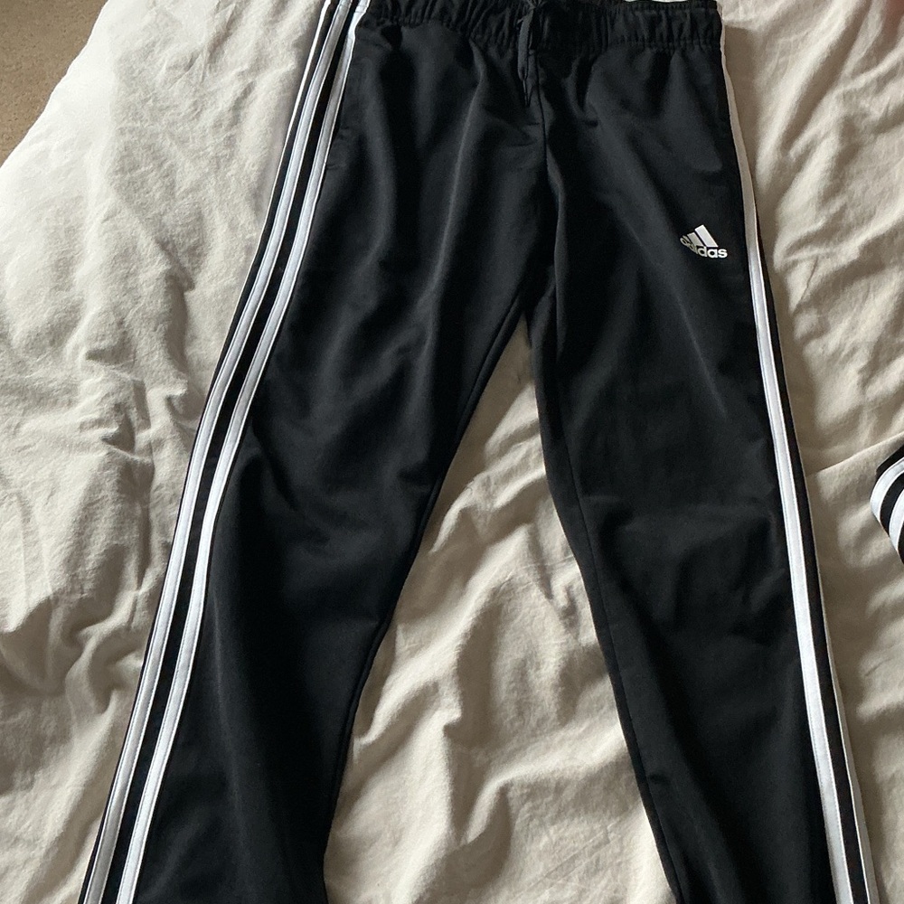 Adidas Black Joggers with White Accents